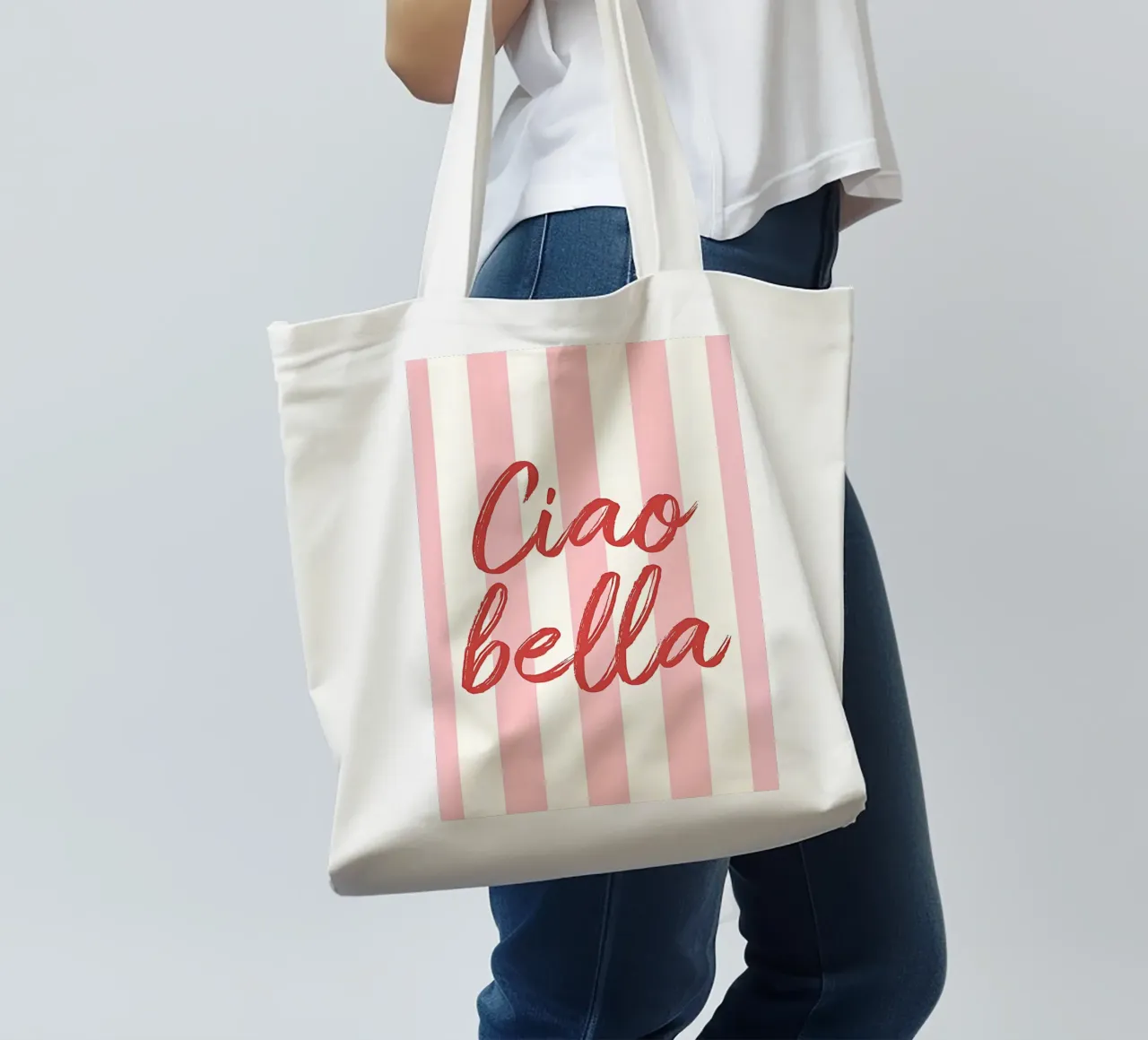 Ciao Bella Stripe Print borsa in juta da DolceVita