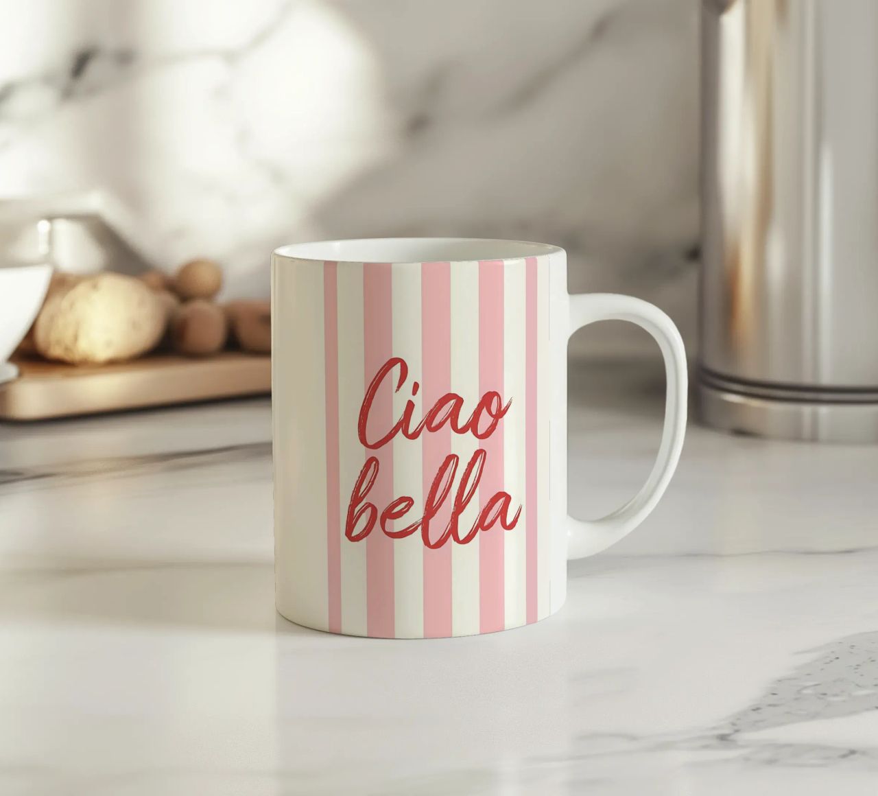 Ciao Bella Stripe Print tazza in ceramica da DolceVita
