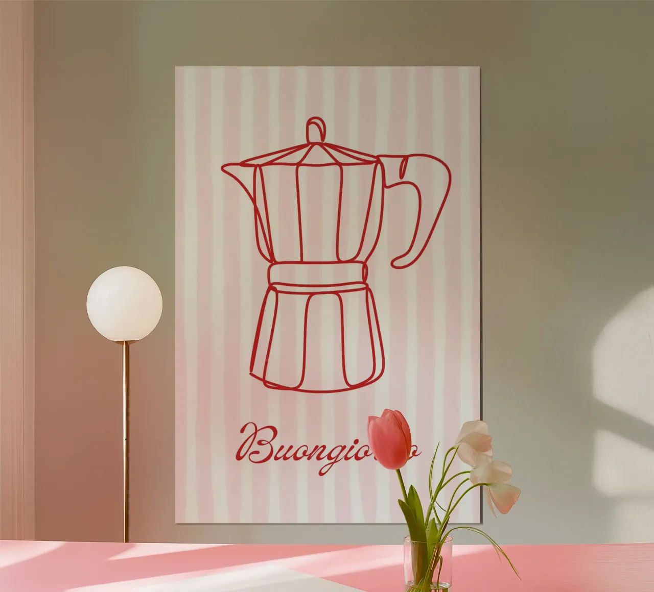 Poster sul caffè Buongiorno, arte moderna minimalista, amore per il caffè poster con telaio in legno da DolceVita