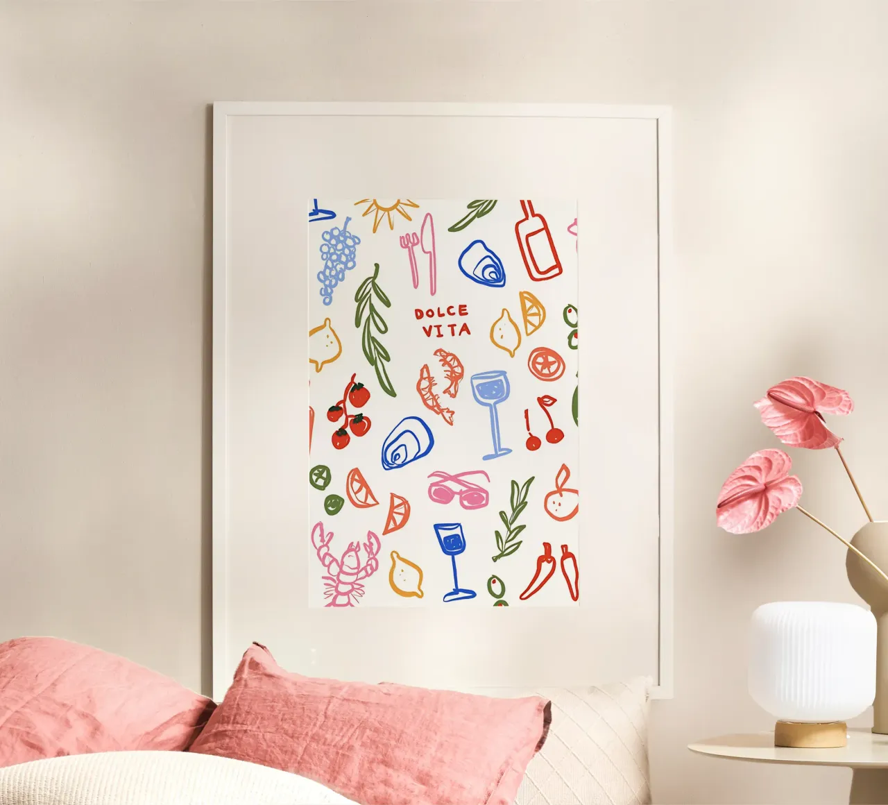 Summer Italy Icons, Italian Art, Amalfi Coast, La Dolce Vita poster by DolceVita