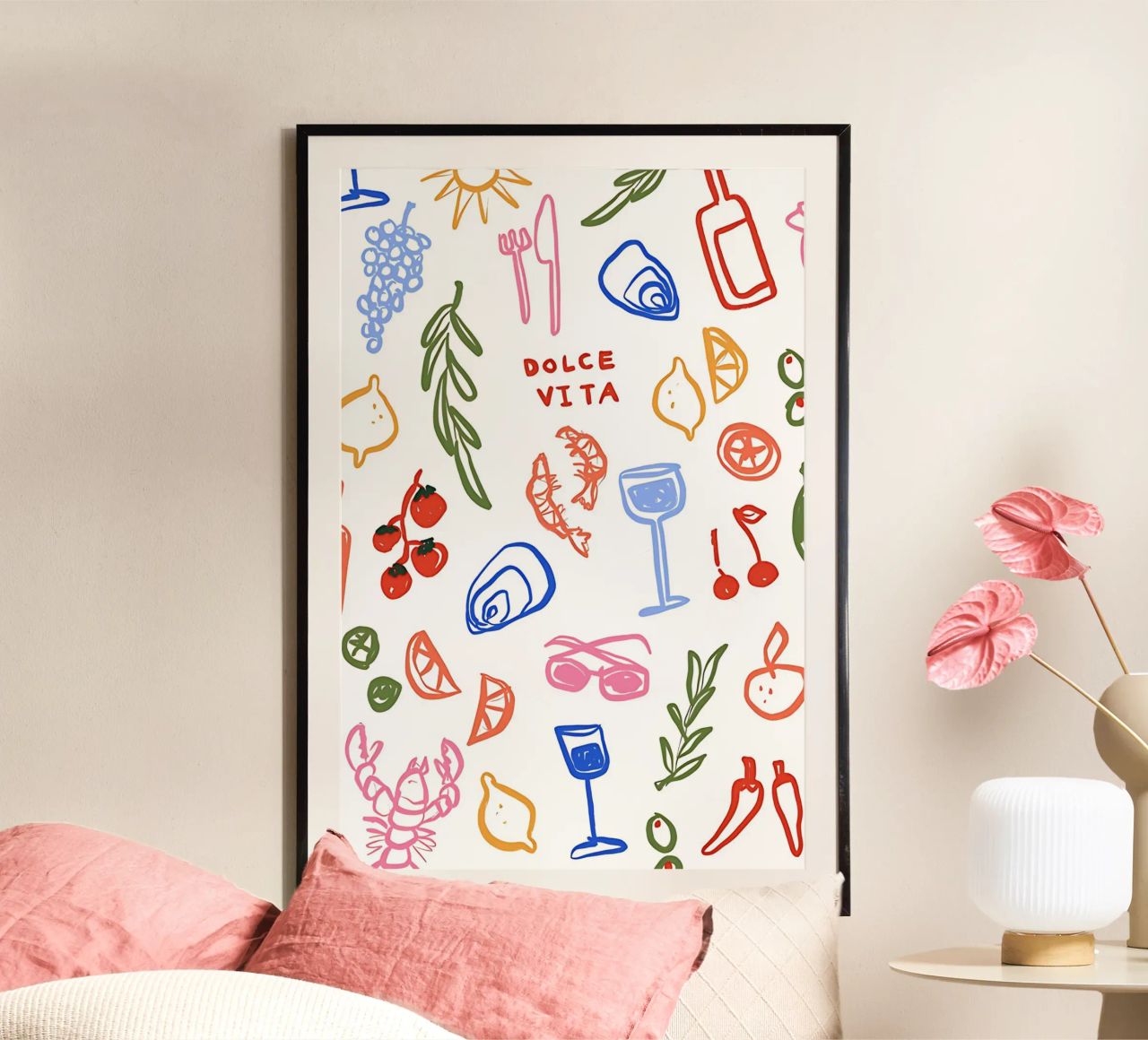 Summer Italy Icons, Italian Art, Amalfi Coast, La Dolce Vita poster by DolceVita