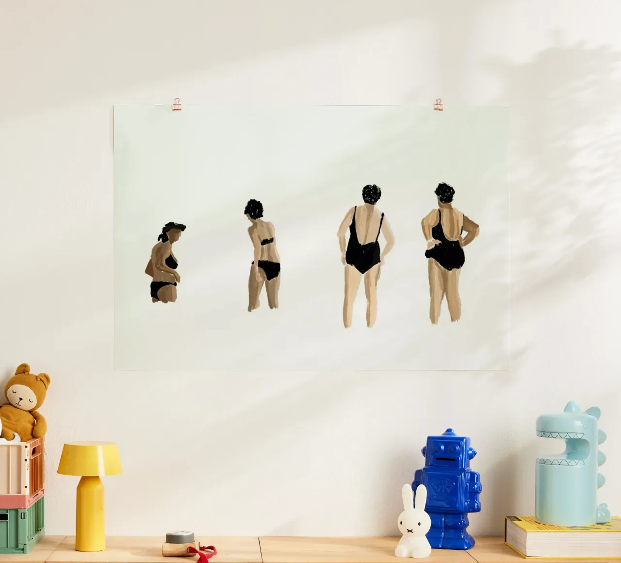 Mid Afternoon Swim Club Ladies Horizontal poster con telaio in legno da Maria Kritzas