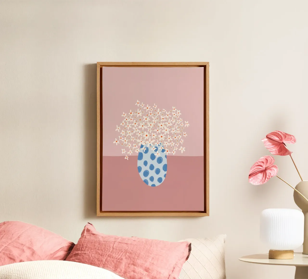 Natura morta - Bouquet - Fiori - Illustrazione tela con Cornice a cassetta da keinkonzept