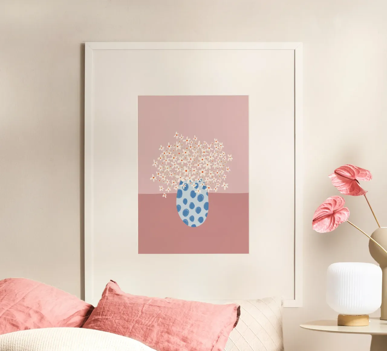 Natura morta - Bouquet - Fiori - Illustrazione poster con telaio in plastica da keinkonzept