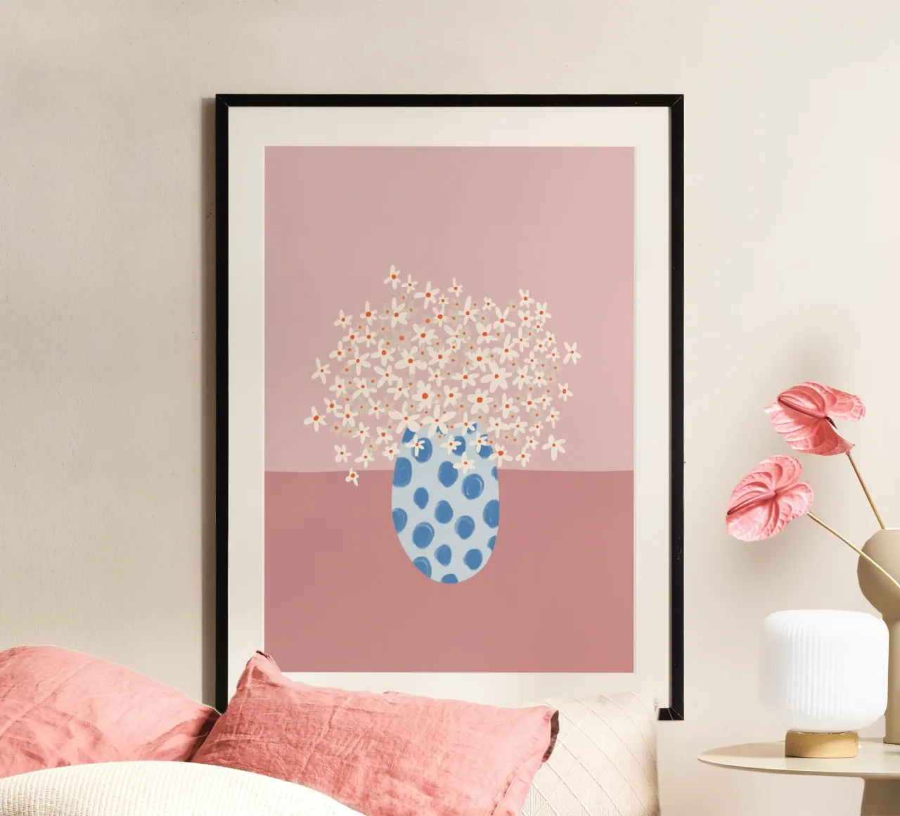 Natura morta - Bouquet - Fiori - Illustrazione poster con telaio in plastica da keinkonzept