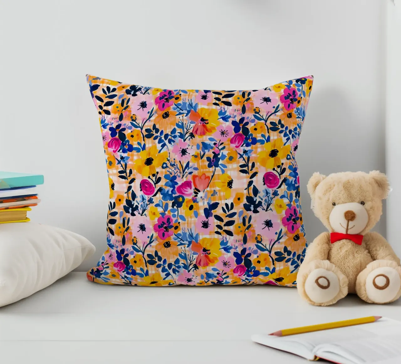 Happy Florals decorative cushion by Sunflower Soul Studio