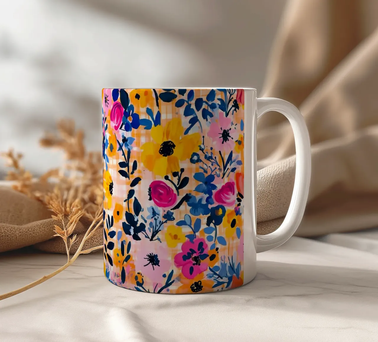 Happy Florals tazza in ceramica da Sunflower Soul Studio