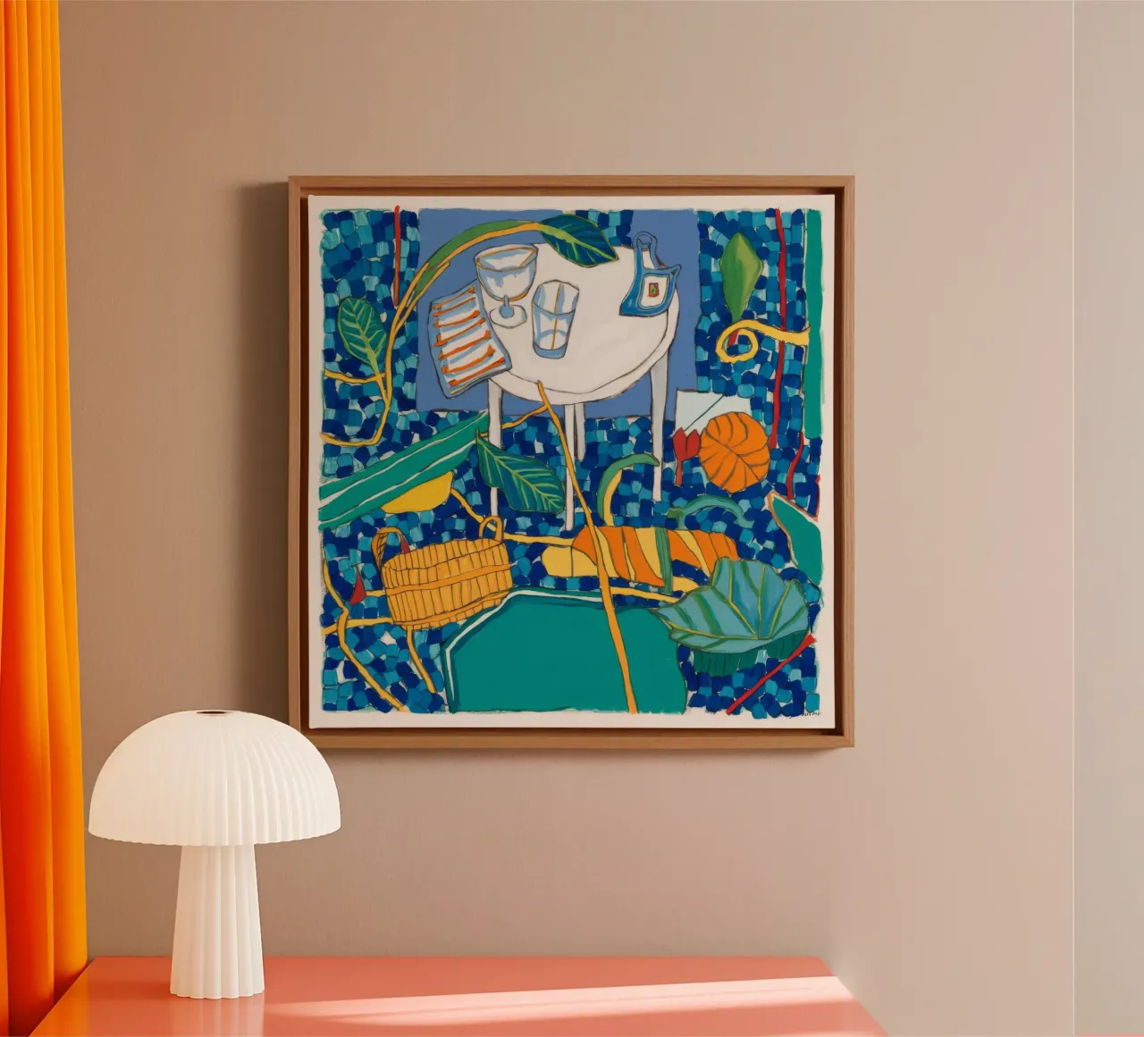Bruisend strandfeest canvas met Baklijst van Beach Palette
