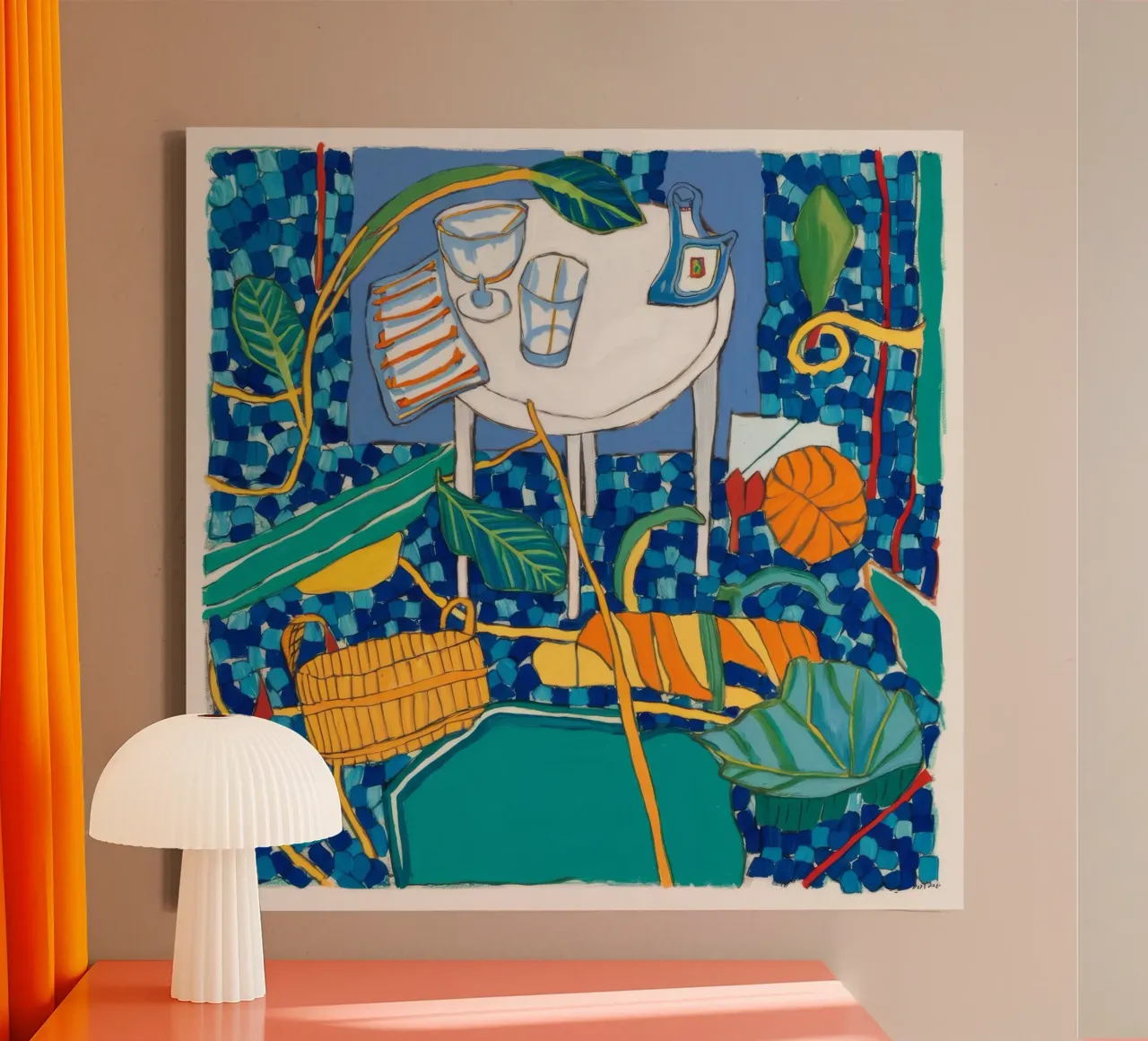 Bruisend strandfeest canvas met Baklijst van Beach Palette