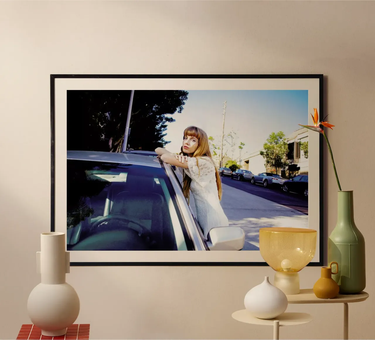 Cars in Echo Park poster con telaio in alluminio da Aysha Banos