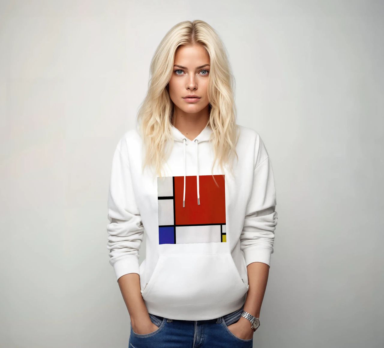 Mondrian - Composition with Red, Blue and Yellow felpa con cappuccio da ARTOTHEK