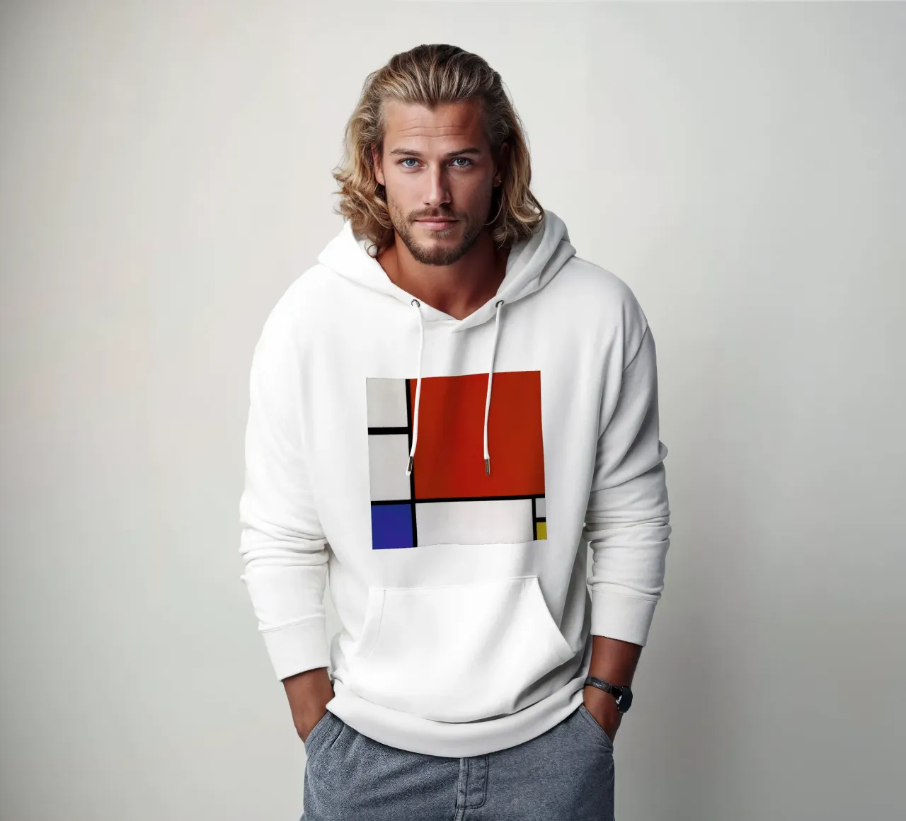 Mondrian - Composition with Red, Blue and Yellow felpa con cappuccio da ARTOTHEK