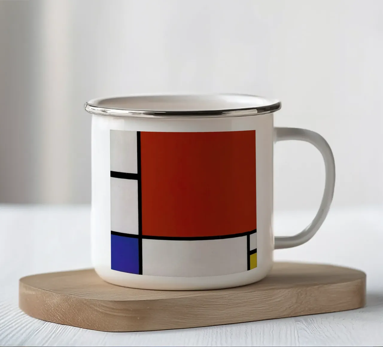 Mondrian - Composition with Red, Blue and Yellow Emaille Tasse von ARTOTHEK