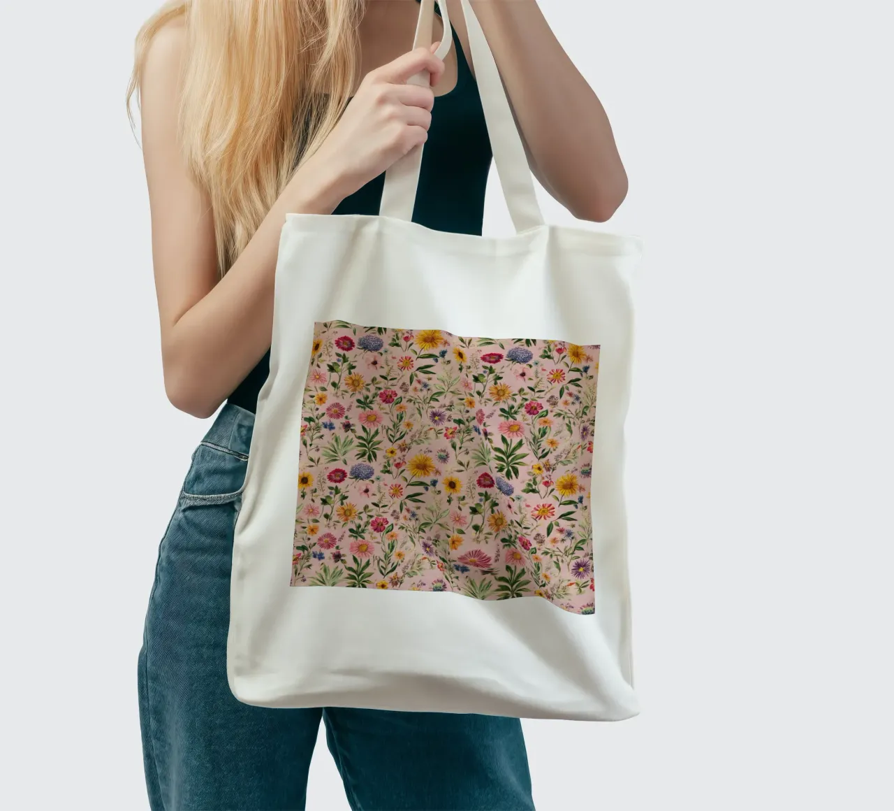 Vintage Wildflowers jute draagtas van Sunflower Soul Studio