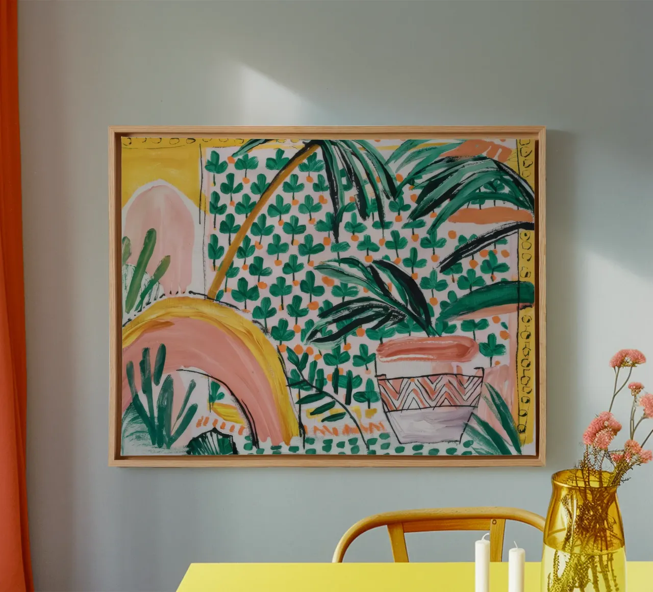 Palm Tree Elegance canvas with Floater frame by Beach Palette
