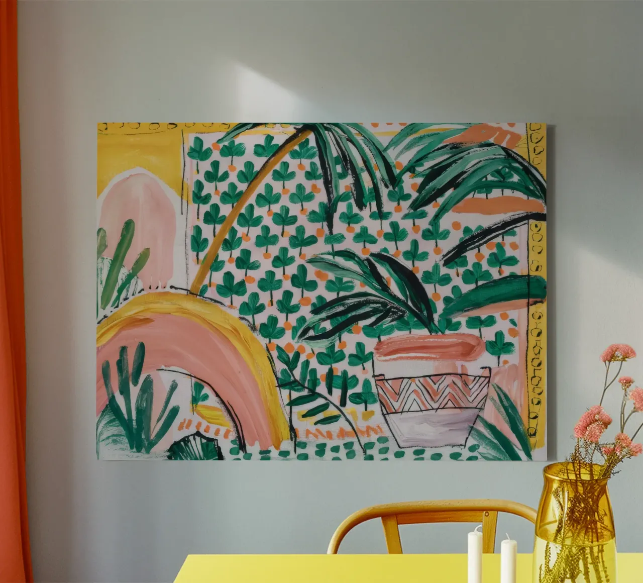 Palm Tree Elegance canvas with Floater frame by Beach Palette
