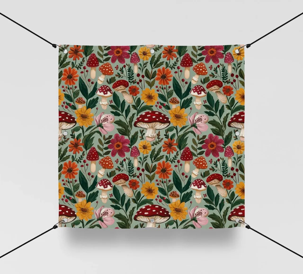 Flowers and Mushrooms telo in pvc da Sunflower Soul Studio