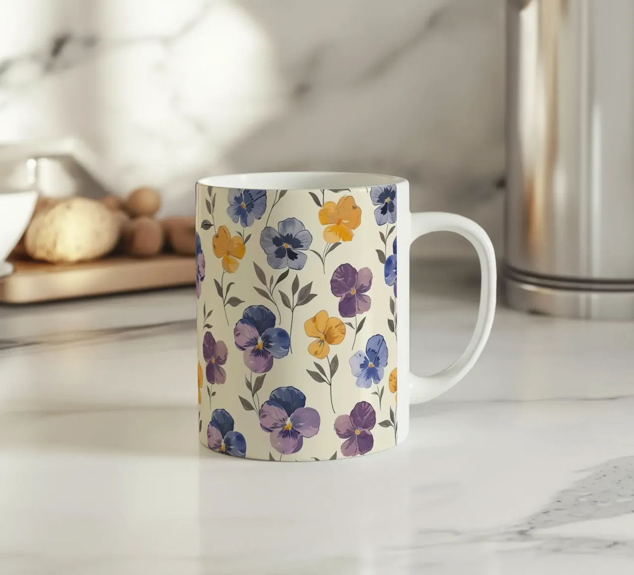 Watercolor Violets ceramic mug by Sunflower Soul Studio
