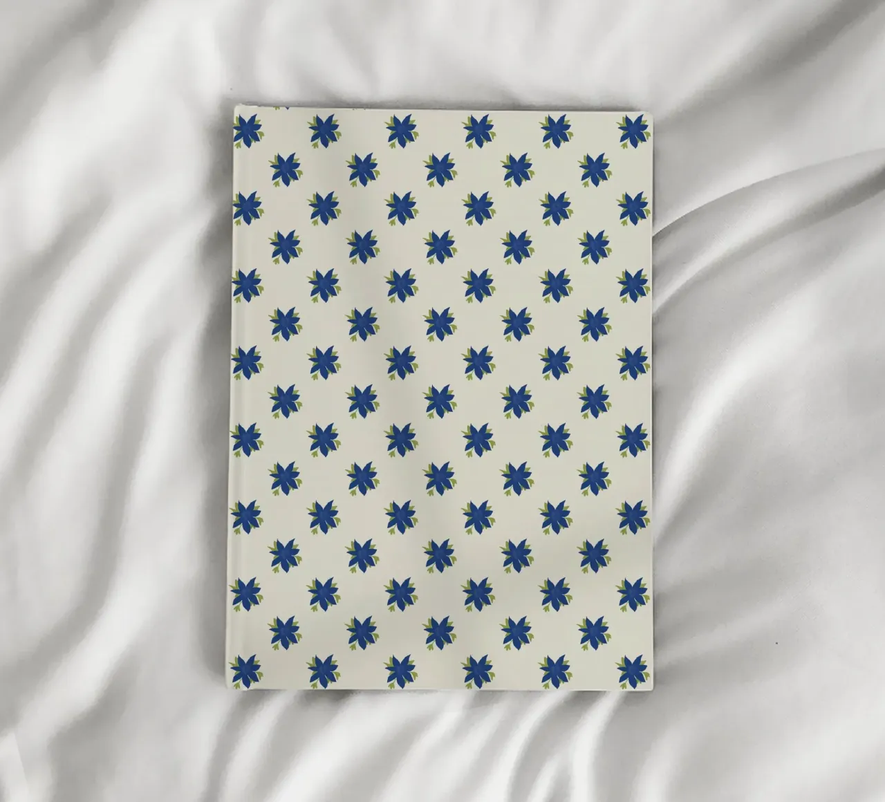 Blue repeating floral pattern notebook by Little Dean