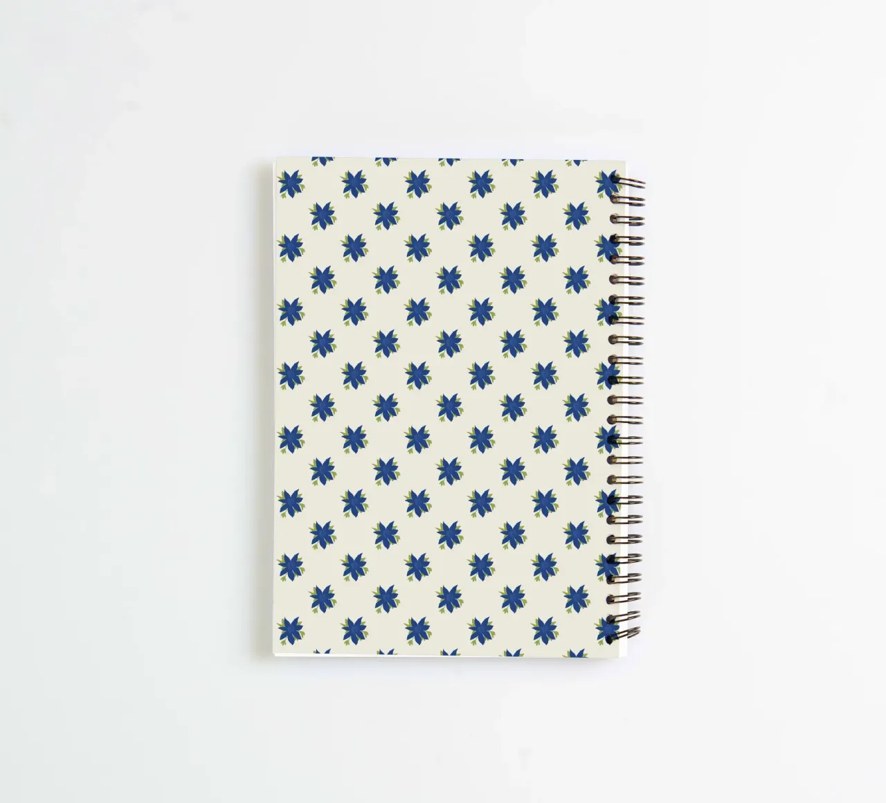 Blue repeating floral pattern spiral notebook by Little Dean