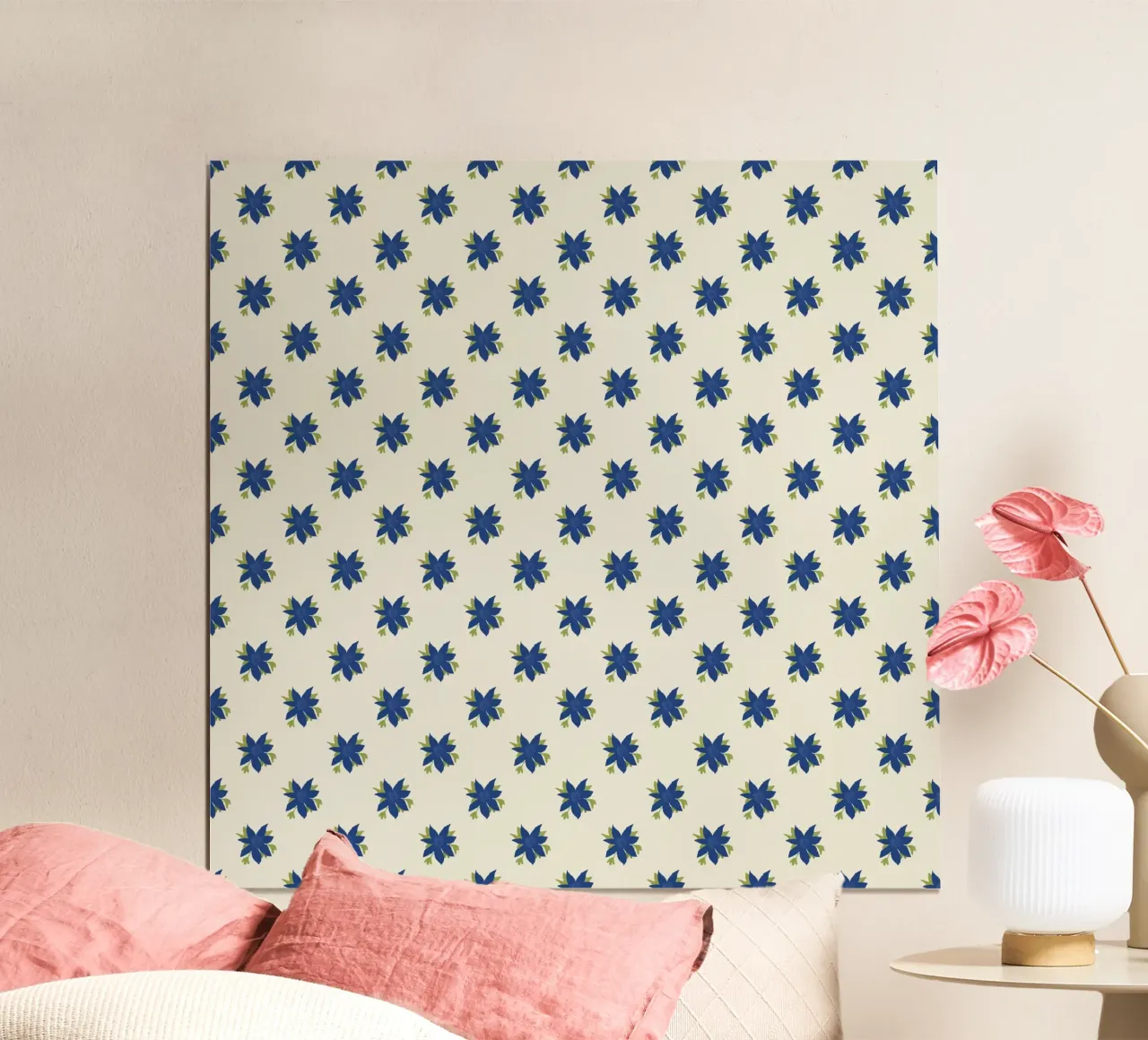 Blue repeating floral pattern hahnemühle by Little Dean