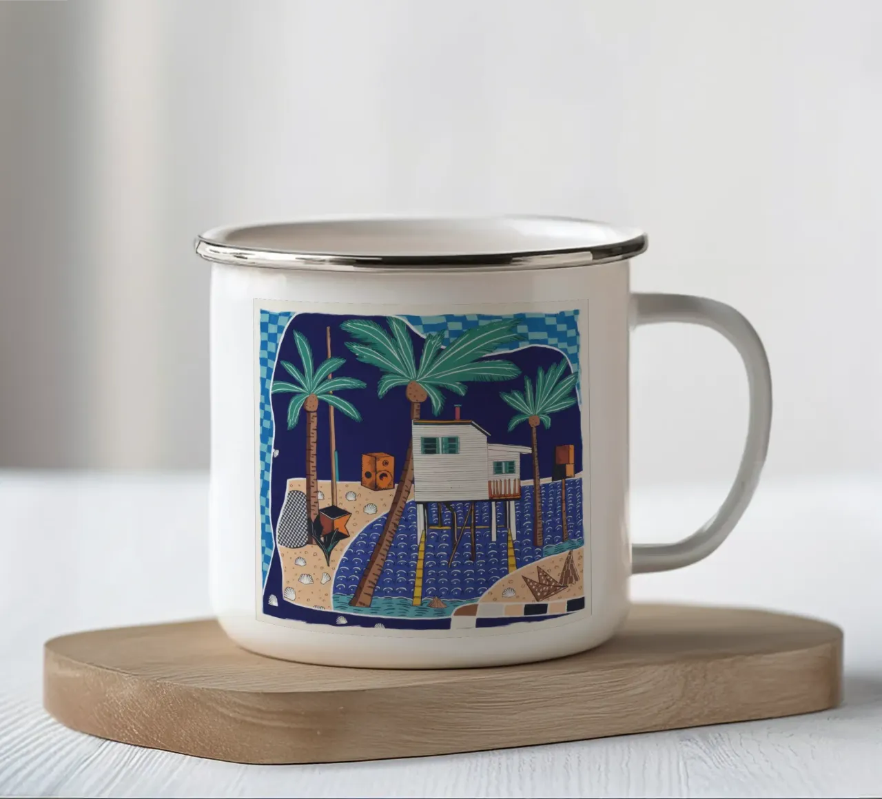 Oasi geometrica tropicale tazza in smalto da Beach Palette