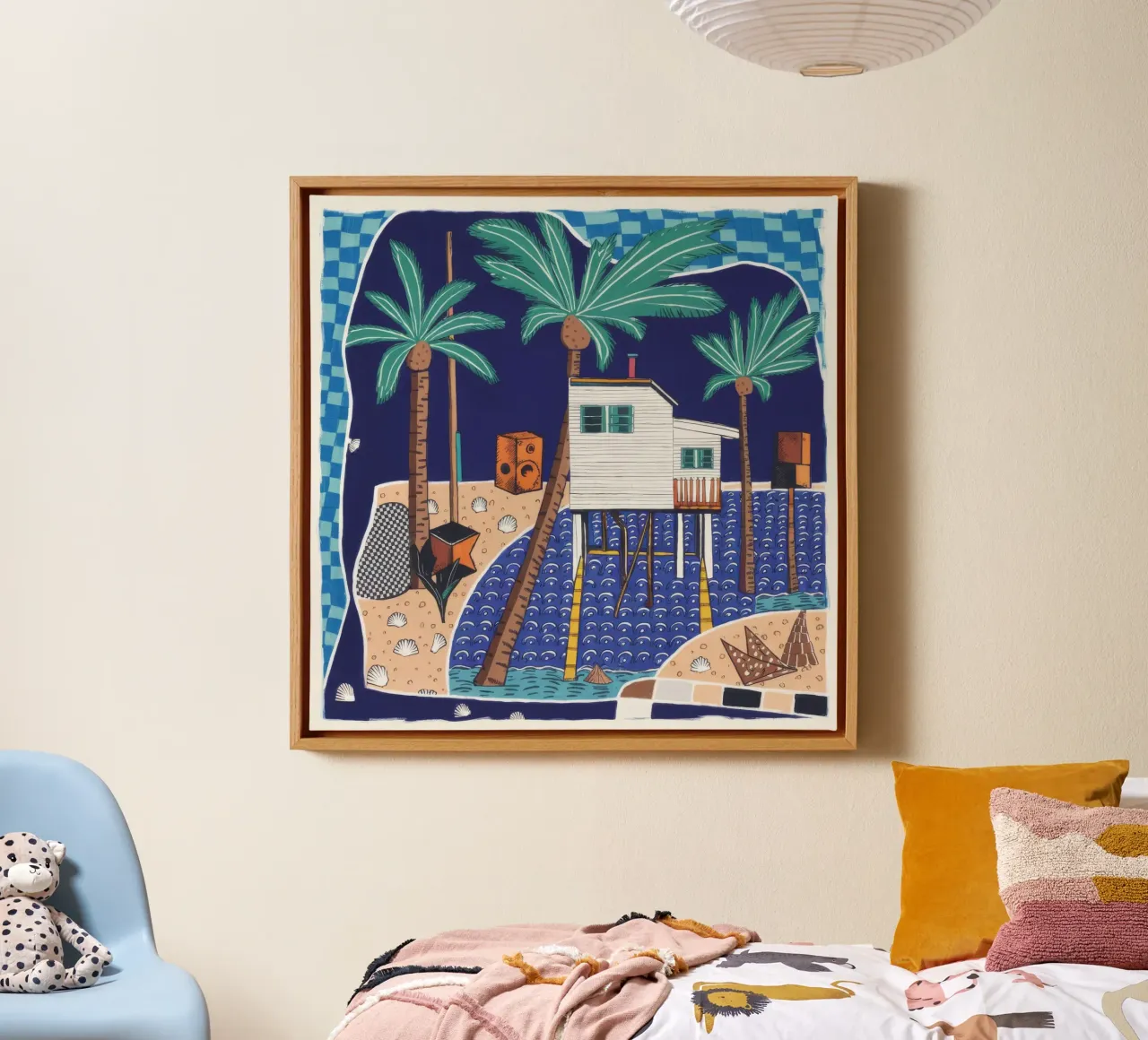 Oasi geometrica tropicale tela con Cornice a cassetta da Beach Palette