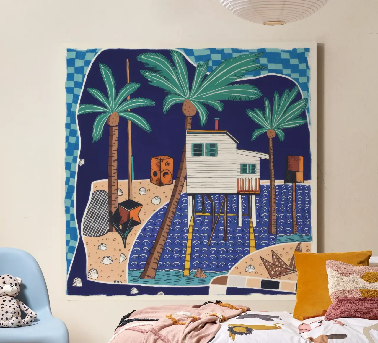 Oasi geometrica tropicale tela con Cornice a cassetta da Beach Palette