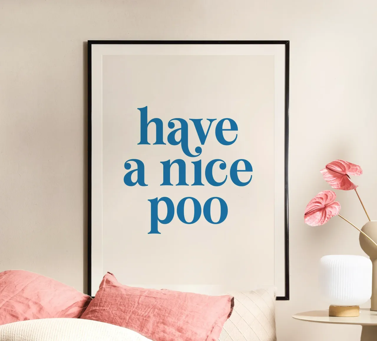 Buon Poo (tonalità blu e verde) poster con telaio in plastica da Paigaam Studio