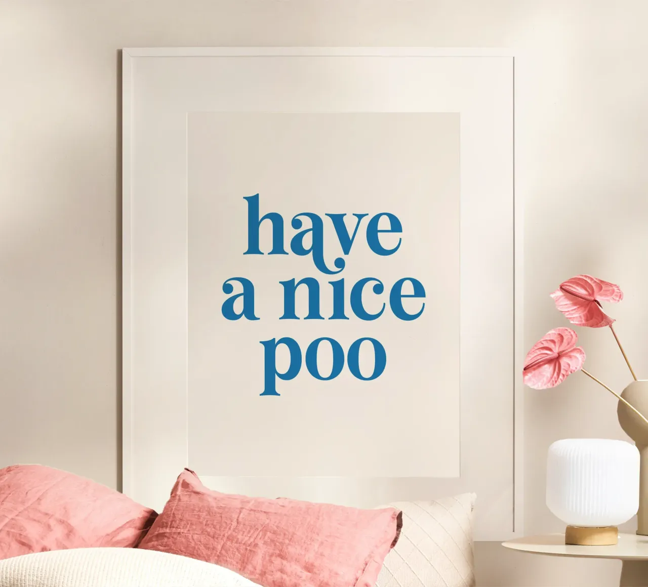 Buon Poo (tonalità blu e verde) poster con telaio in plastica da Paigaam Studio