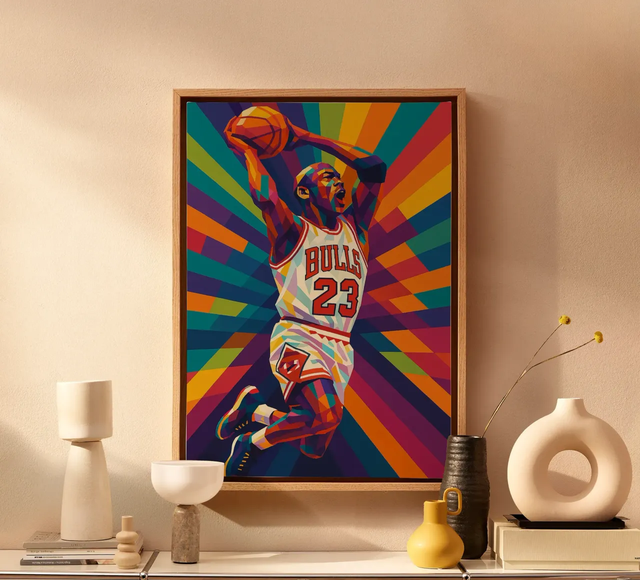 michael jordan tela con Cornice a cassetta da HopeStudio