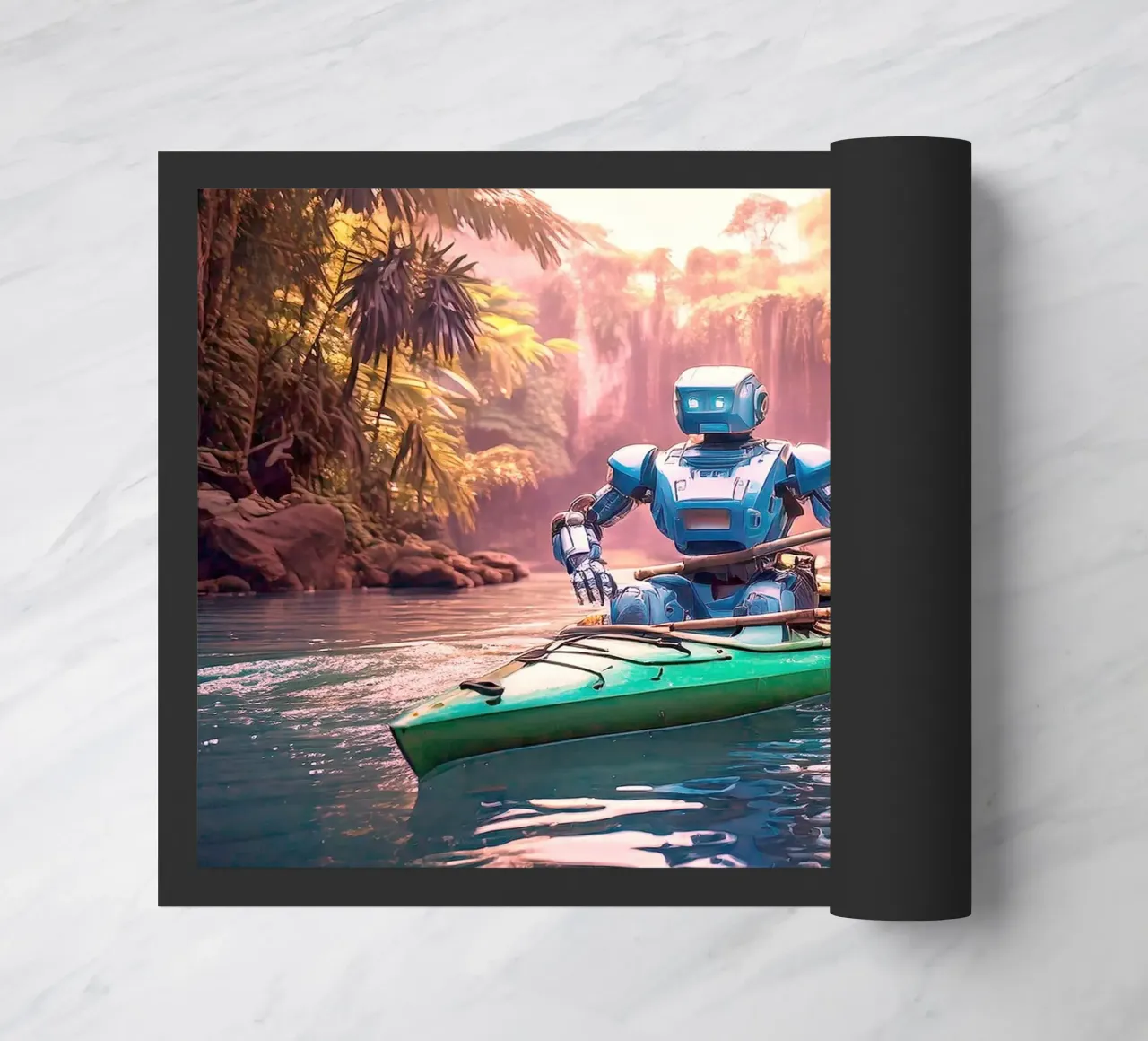 ROBOT EN CANOE. Rose zerbino da Thierry vobmann photography
