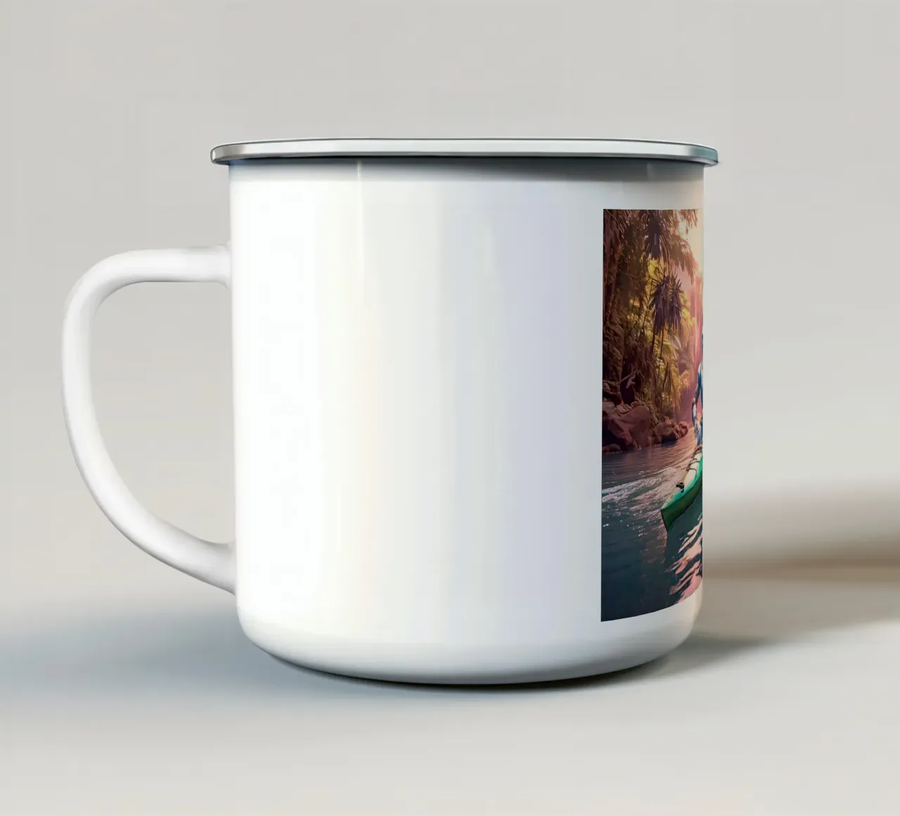 ROBOT EN CANOE. Rose tazza in smalto da Thierry vobmann photography