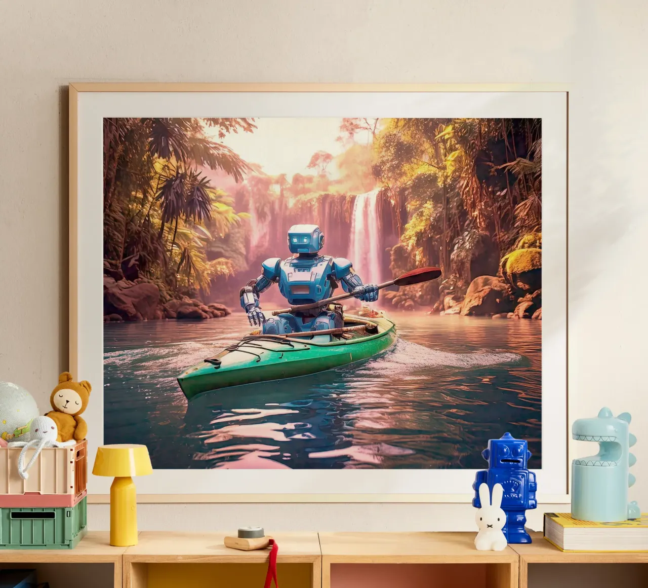 ROBOT EN CANOE. Rose carta hahnemühle da Thierry vobmann photography