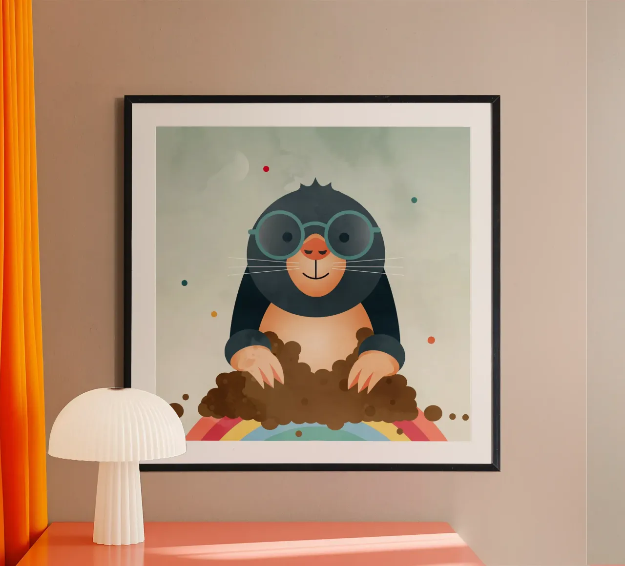 Amica talpa con occhiali - Motivo animale divertente poster con telaio in alluminio da namosh