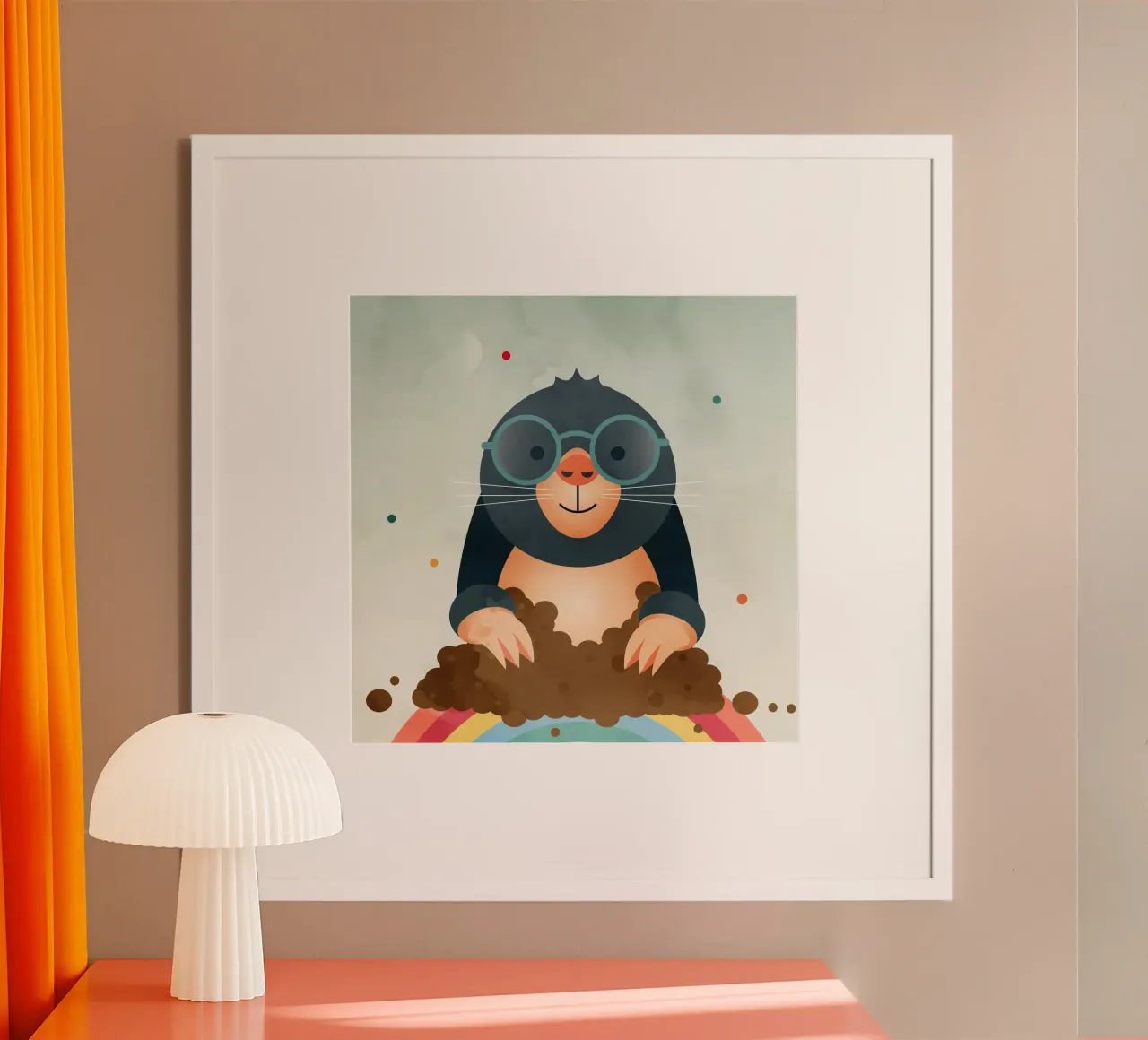 Amica talpa con occhiali - Motivo animale divertente poster con telaio in alluminio da namosh