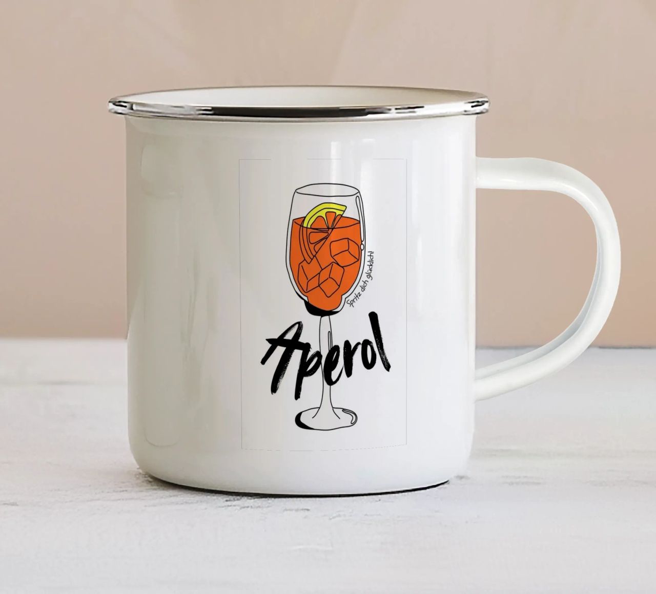 Aperol - Spritz dich glücklich tazza in smalto da DigiWunderwerk