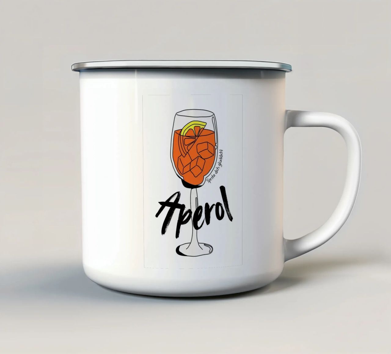 Aperol - Spritz dich glücklich tazza in smalto da DigiWunderwerk