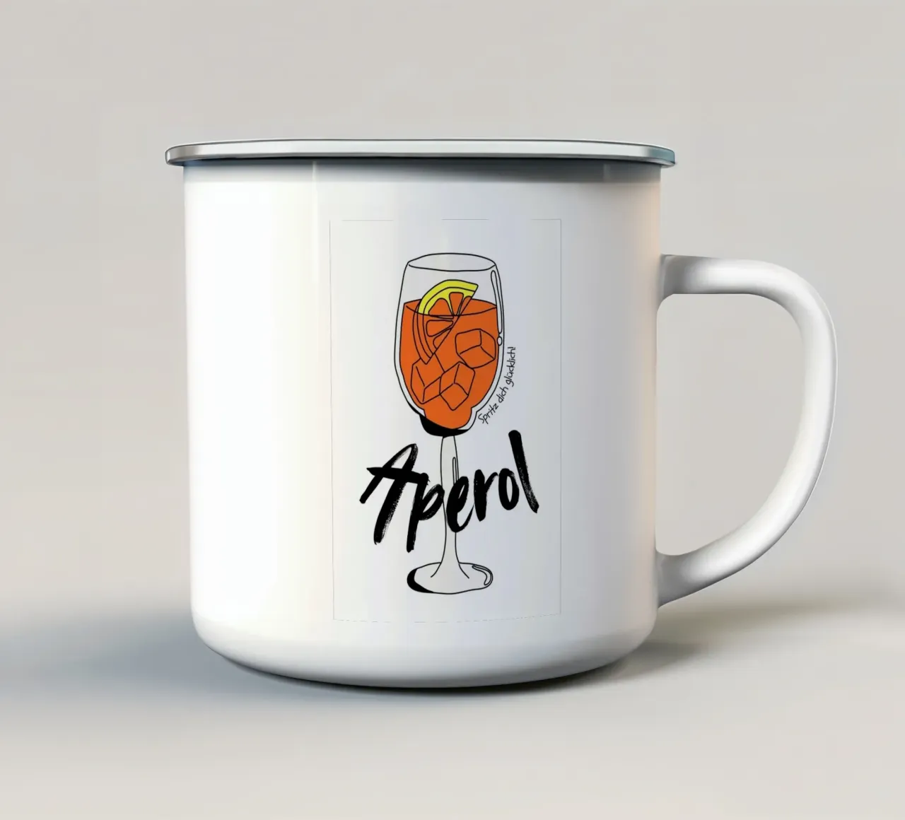 Aperol - Spritz dich glücklich taza de esmalte de DigiWunderwerk