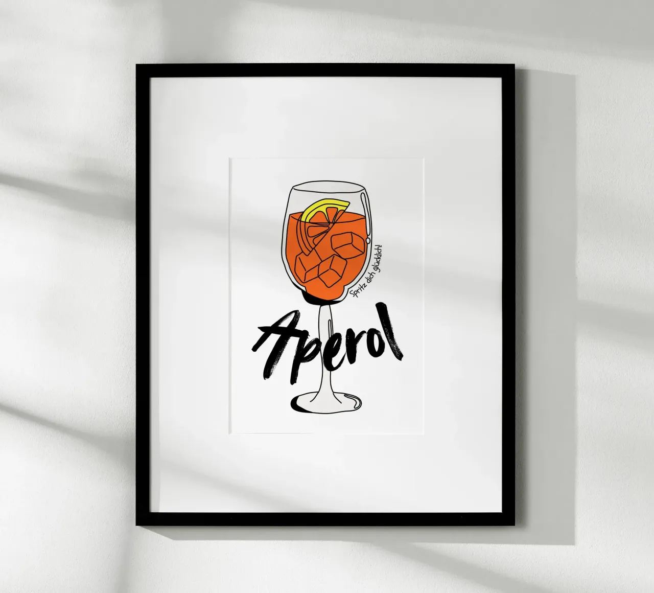 Aperol - Spritz dich glücklich poster con telaio in plastica da DigiWunderwerk
