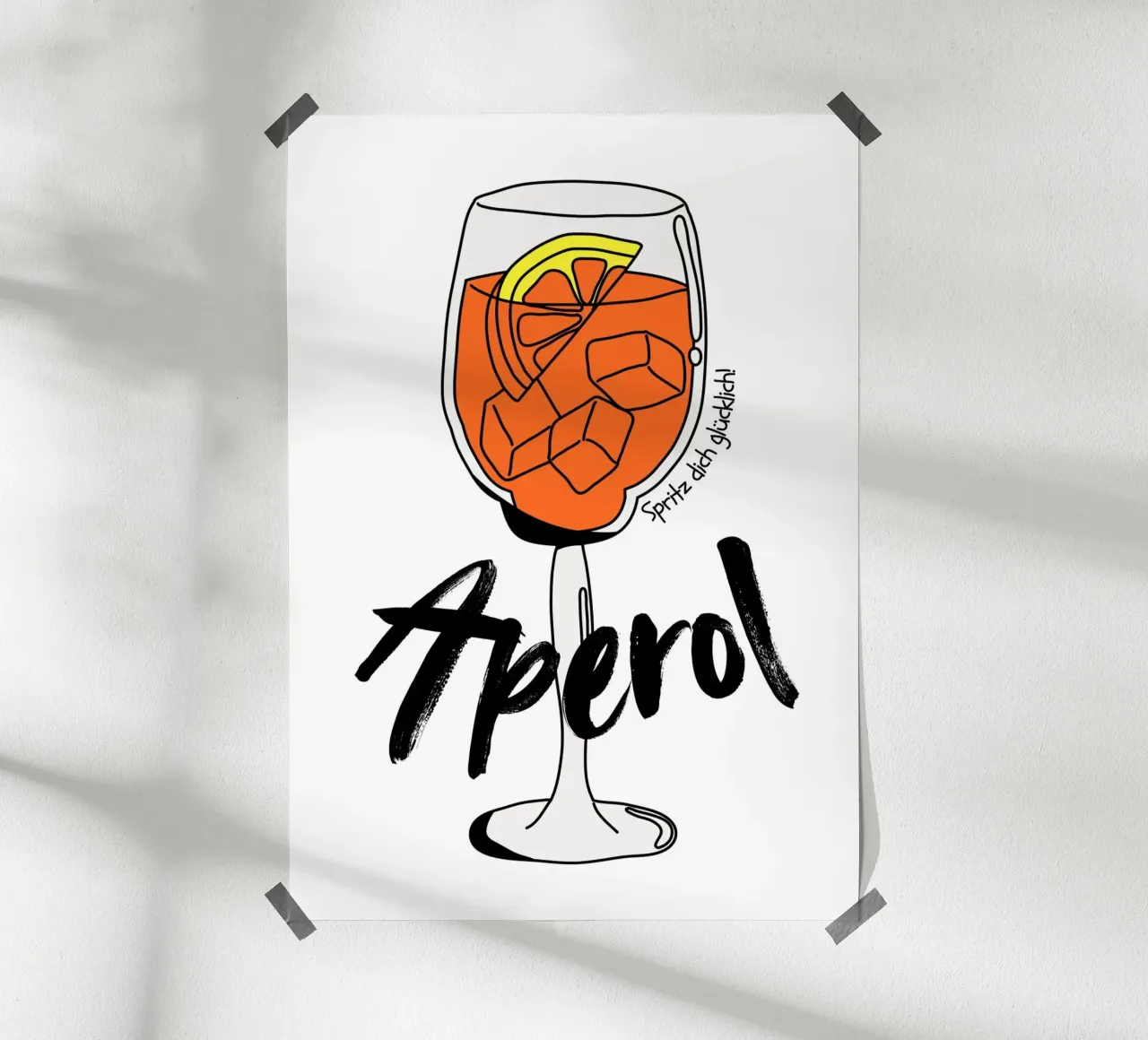 Aperol - Spritz dich glücklich poster con telaio in plastica da DigiWunderwerk