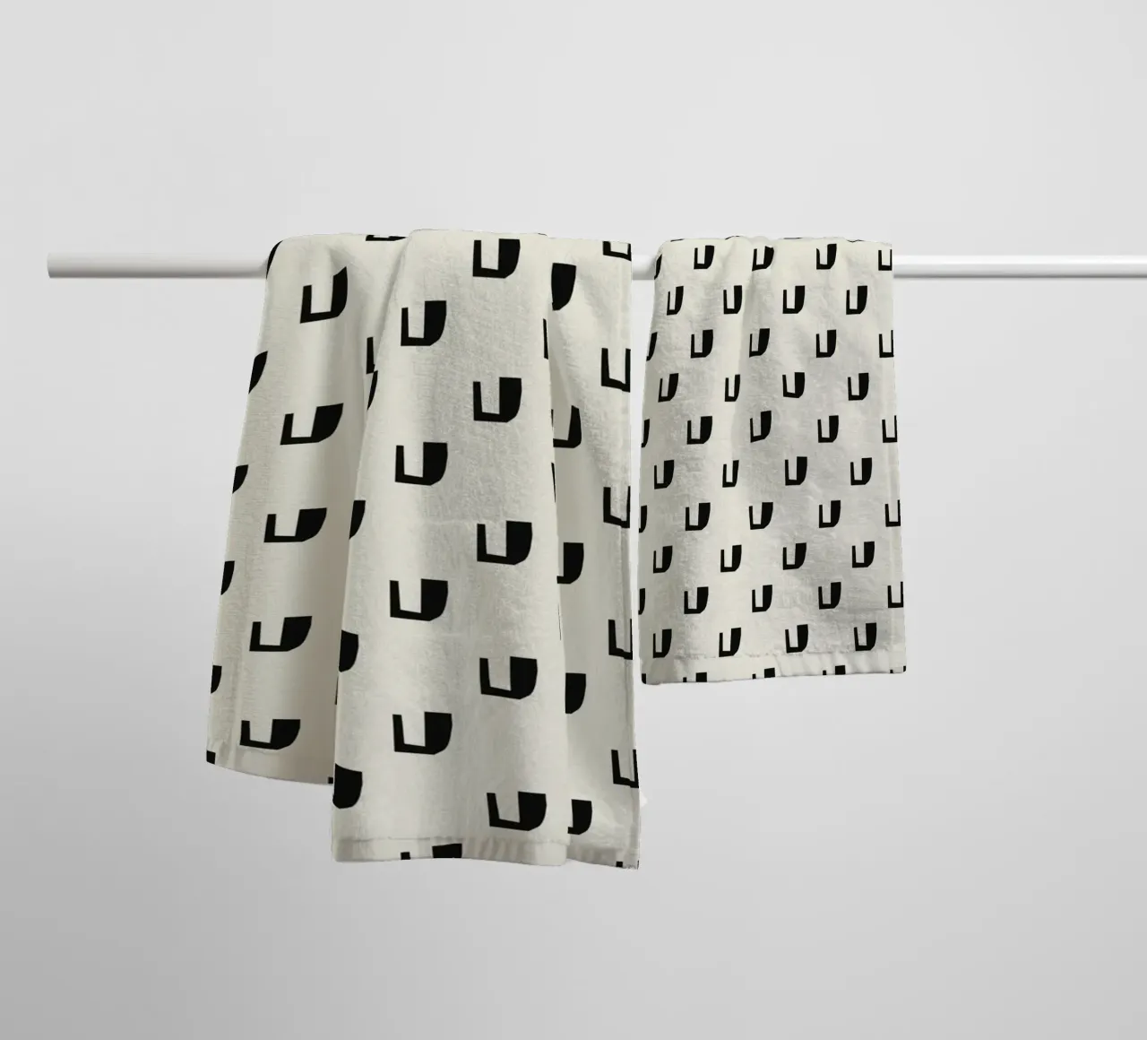 Black rhythm pattern towel by Little Dean