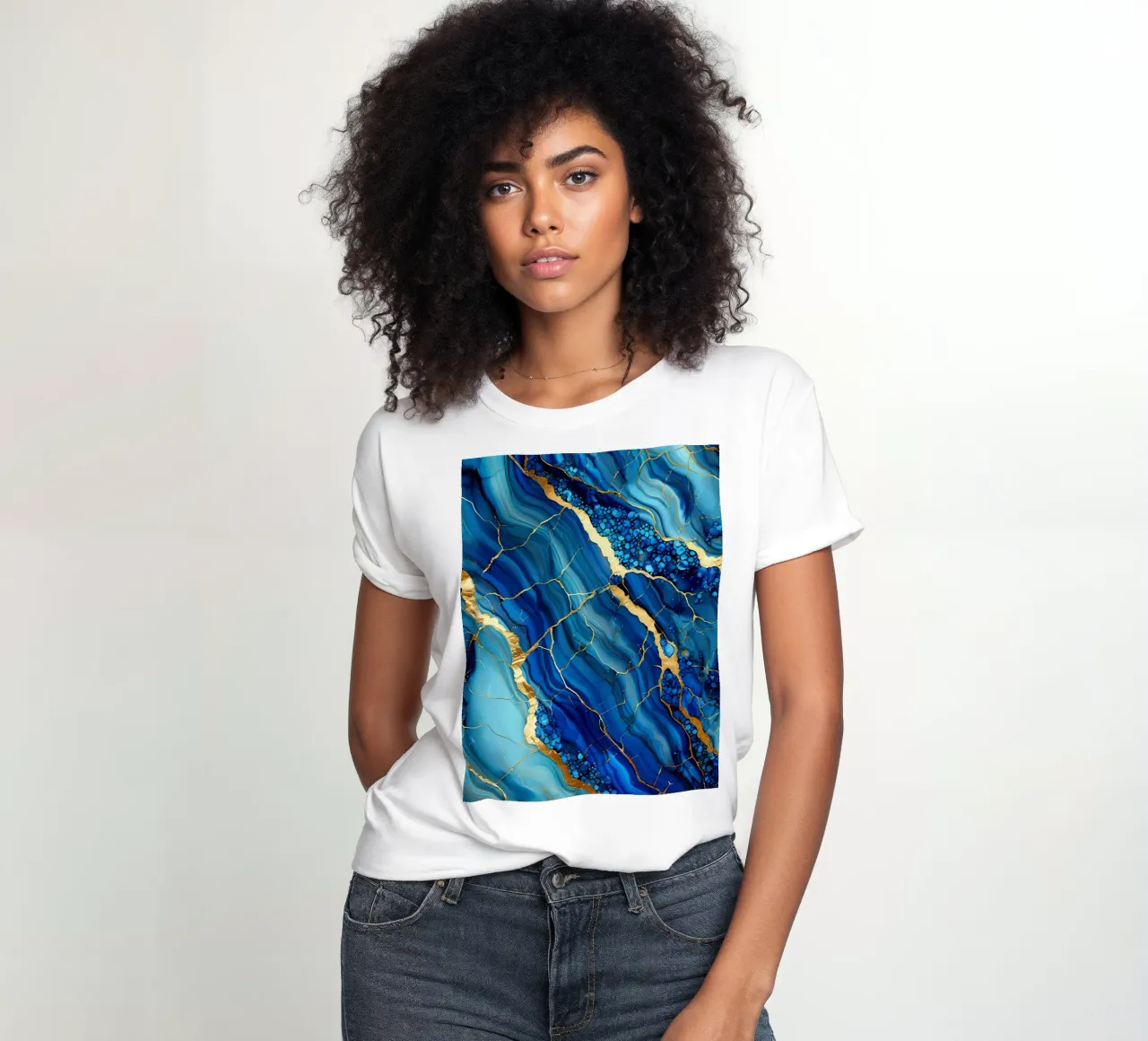 Fluidi di marmo blu t-shirt da donna da 🎁 ARTVI-SHOP