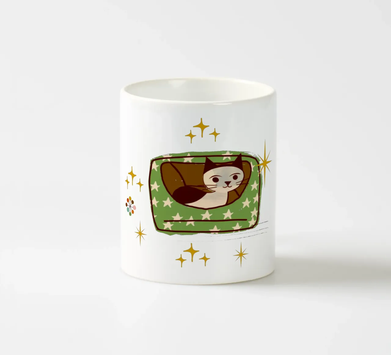 Gatto retrò in letto stellato tazza in ceramica da susanacosta
