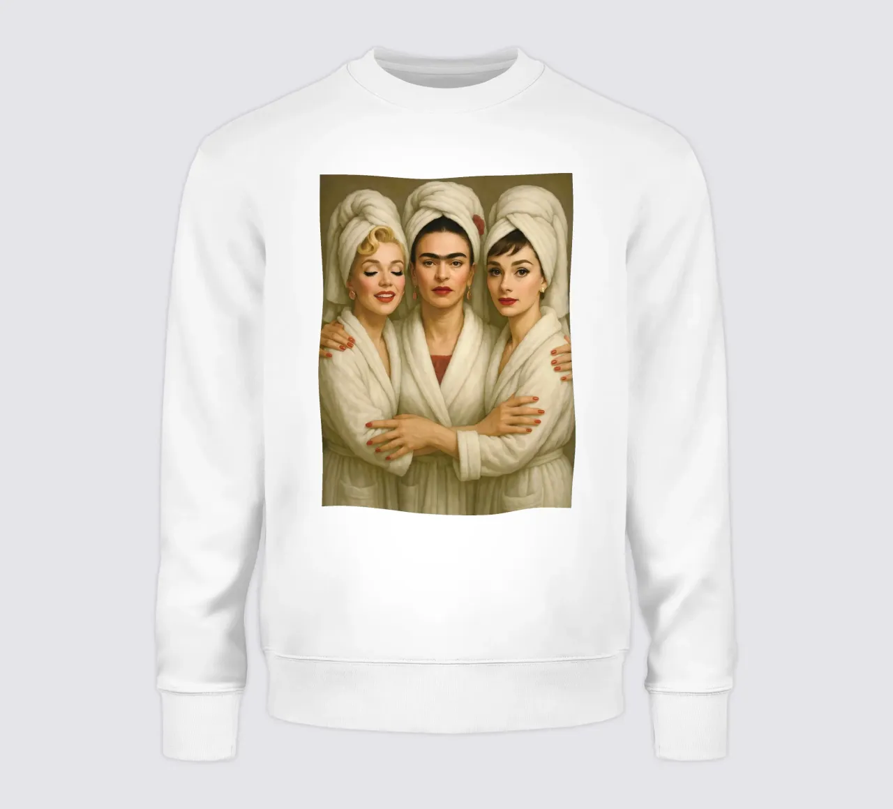 Marilyn Monroe Audrey Hepburn Frida Kahlo in accappatoio felpa da ARTOMATIC