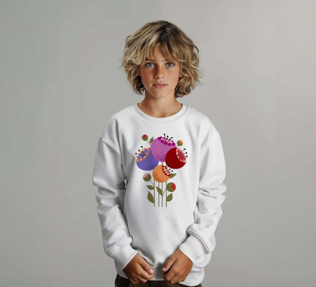 Fiori moderni e colorati felpa bambino da showmemars