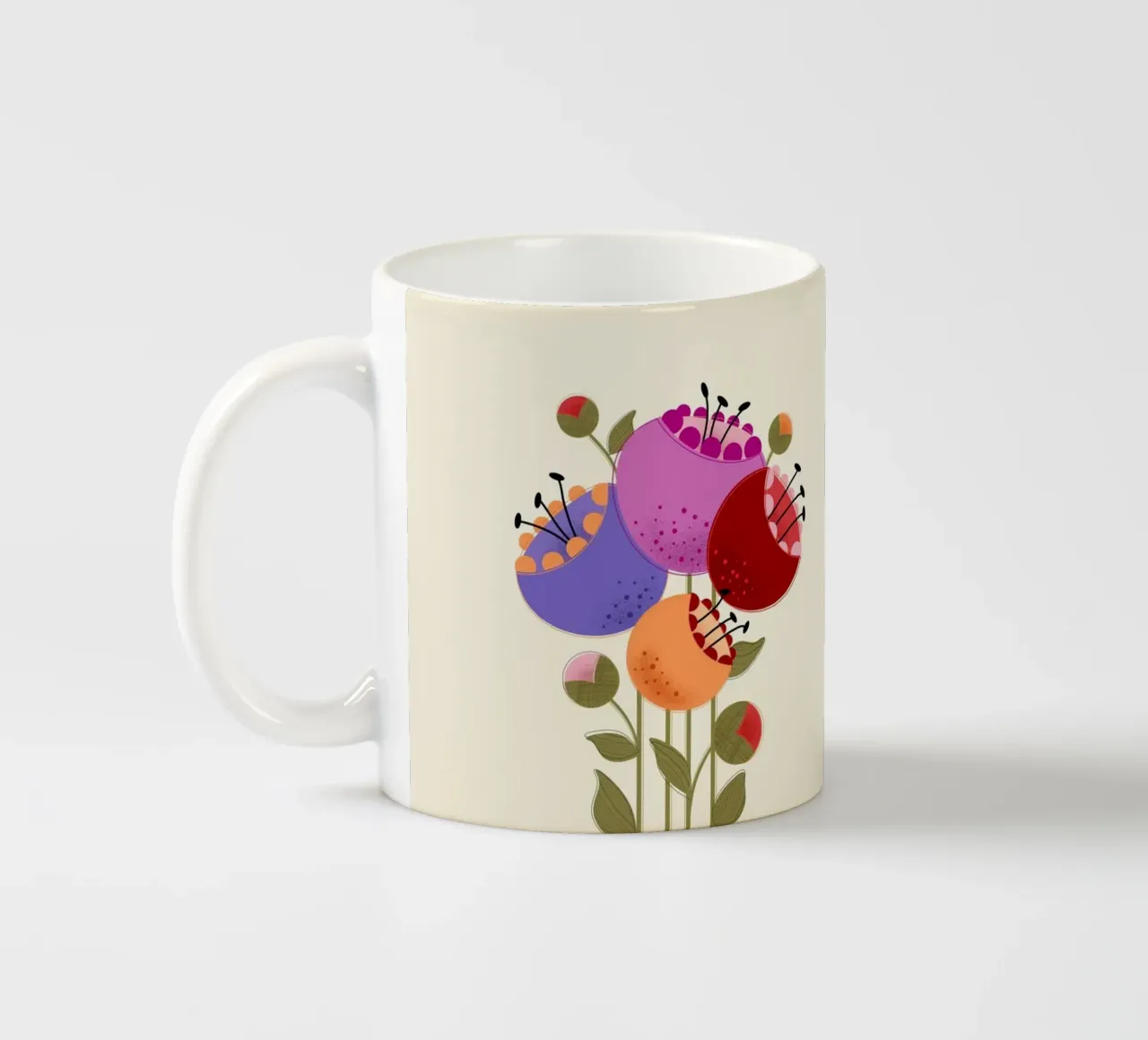 Fiori moderni e colorati tazza in ceramica da showmemars