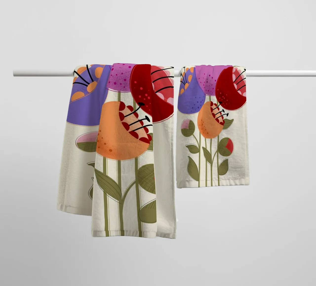 Fiori moderni e colorati asciugamano da bagno da showmemars