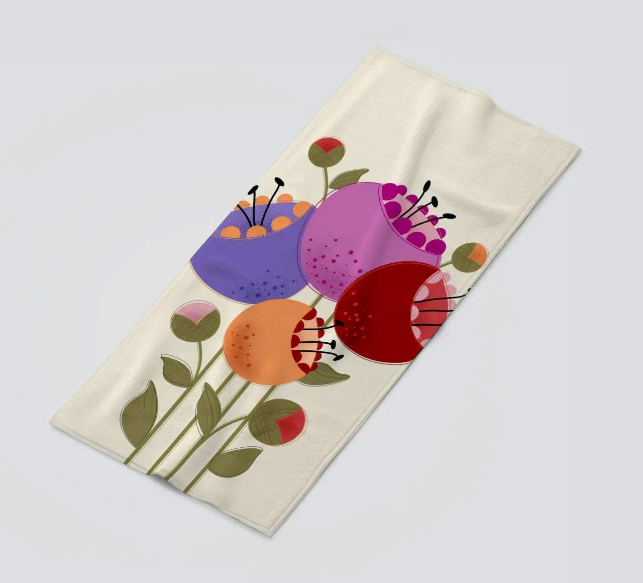 Fiori moderni e colorati telo mare da showmemars