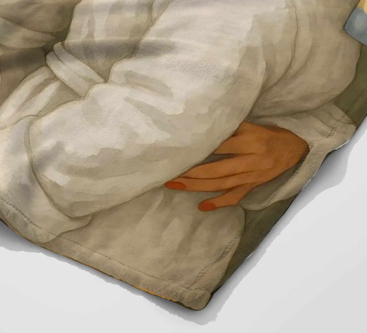 Monna Lisa Frida Kahlo Ragazza con orecchino di perla in accappatoio coperta in pile da ARTOMATIC
